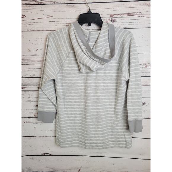 Ralph Lauren Jeans Co. Gray Striped 1/2 Zip Hooded Top Hoodie Women's Size XL - Picture 6 of 7